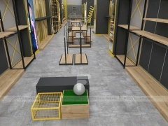 Goal Sports Retail Fixture Layout with Yellow Columns