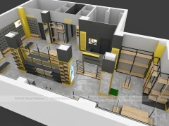 Goal Sports Retail Fixture Layout with Yellow Columns
