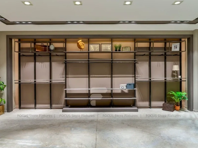 Gold Frame Boutique Wall Shelving Display