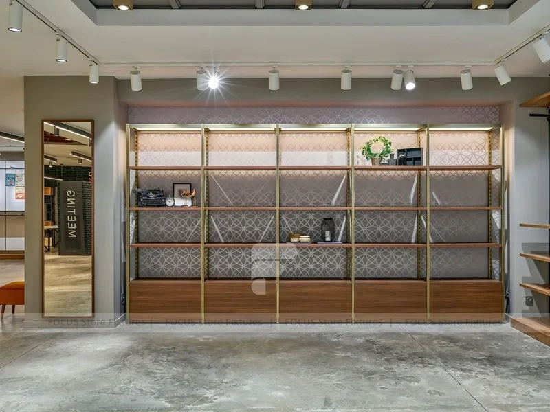 Gold Frame Handbag Wall Shelving Display