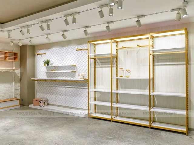 Gold Frame Handbag Wall Shelving Display