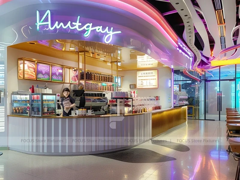 Gold White Coffee Bar Counter Layout