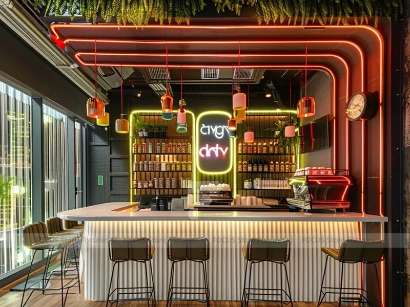Gold White Coffee Bar Counter Layout