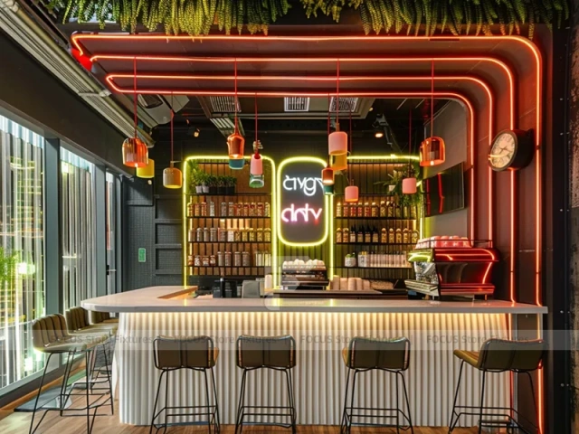 Gold White Coffee Bar Counter Layout