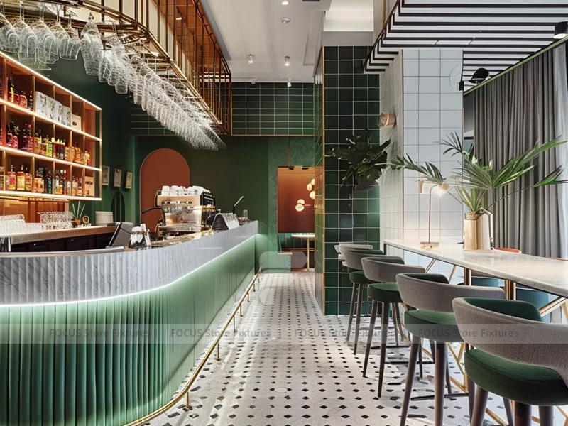Gold White Coffee Bar Counter Layout