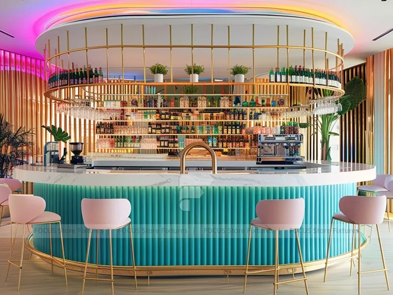 Gold White Coffee Bar Counter Layout
