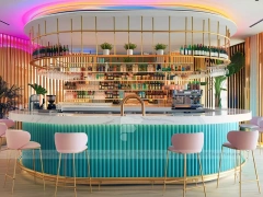 Gold White Coffee Bar Counter Layout