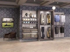 Gray Golf Cap Wall Display with Bench