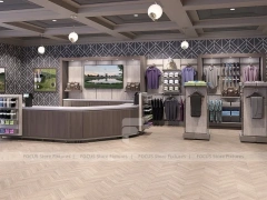 Gray Golf Cap Wall Display with Bench