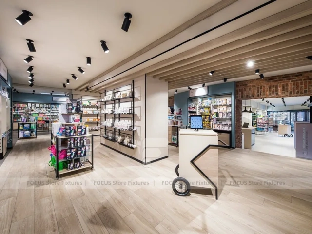 Gray Green Pharmacy Storefront and Counter Interior