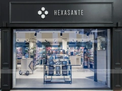 Gray Green Pharmacy Storefront and Counter Interior