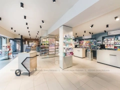 Gray Green Pharmacy Storefront and Counter Interior