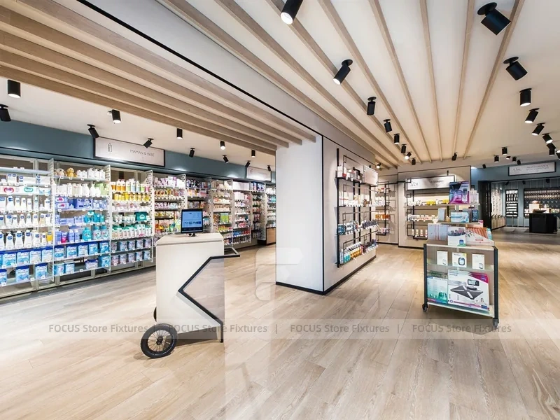 Gray Green Pharmacy Storefront and Counter Interior