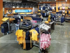 Gray Sports Team Apparel Checkout and Gondola Display