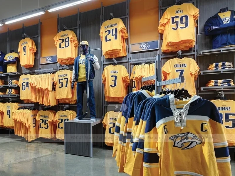 Gray Sports Team Apparel Checkout and Gondola Display