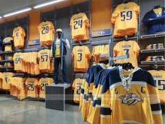 Gray Sports Team Apparel Checkout and Gondola Display