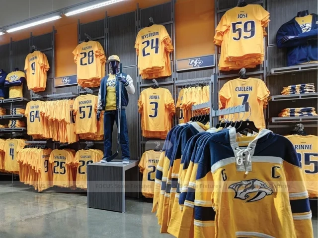Gray Sports Team Apparel Checkout and Gondola Display