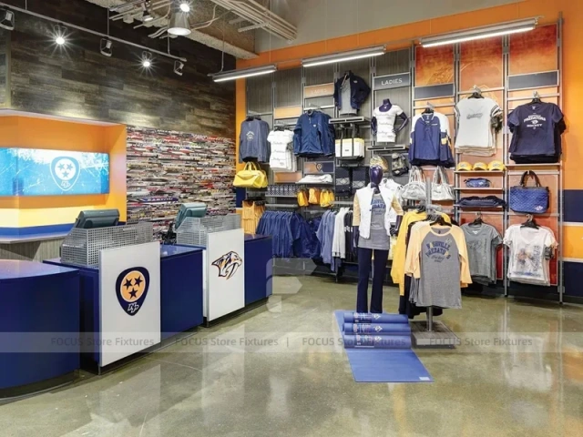 Gray Sports Team Apparel Checkout and Gondola Display