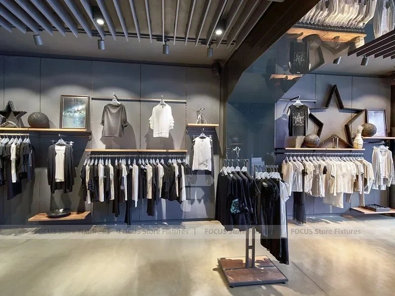 Gray Sportswear Wall and Garment Rack Display