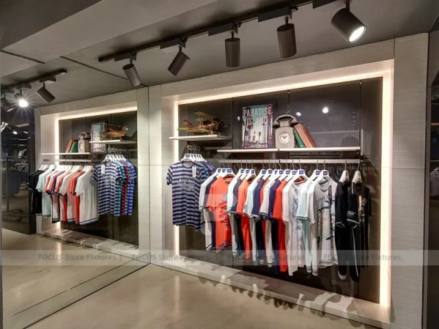 Gray Sportswear Wall and Garment Rack Display