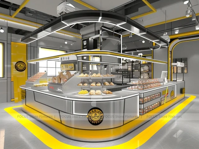 Gray Yellow Dessert Beverage Kiosk