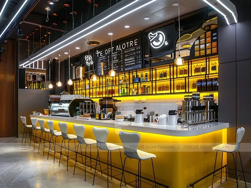 Gray Yellow Dessert Beverage Kiosk