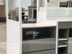 Green Accent Pharmacy Counter and Shelving Fixture Set