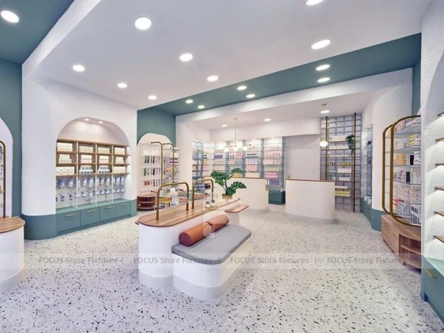 Green Accent Pharmacy Reception Store Design