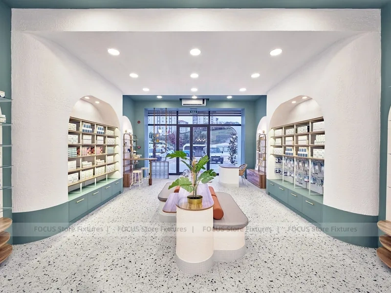 Green Accent Pharmacy Reception Store Design