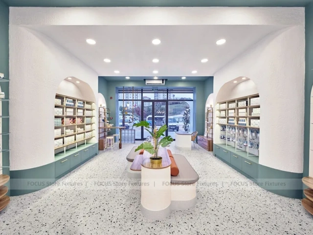 Green Accent Pharmacy Reception Store Design