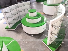 Green Curved Pharmacy Counter and Gondola Fixture Set