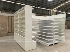 Green Header Pharmacy Wall Shelving Fixture