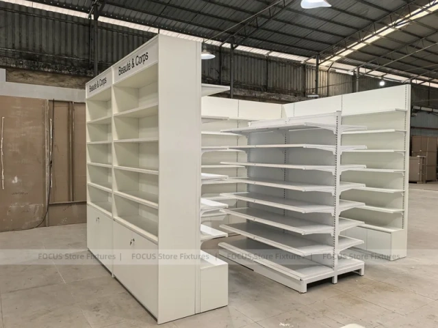 Green Header Pharmacy Wall Shelving Fixture