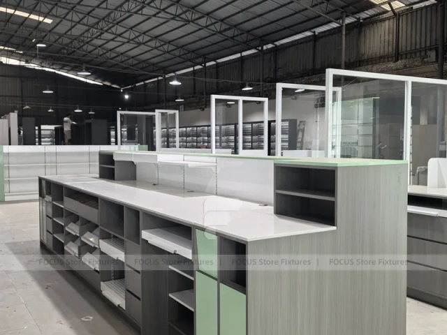 Green Light Pharmacy Corner Wall Shelving Fixture