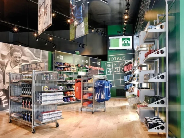 Green Sportswear Store Gondola and Wall Display