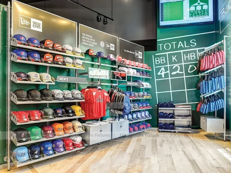 Green Sportswear Store Gondola and Wall Display