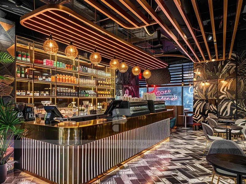 Green Wood Coffee Counter Layout