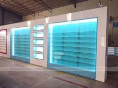 Illuminated Aqua Blue Pharmacy Wall Shelf Fixture
