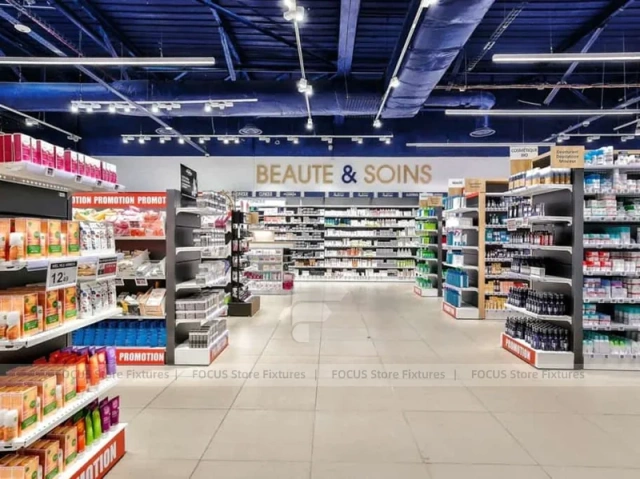 Industrial Ceiling Pharmacy Gondola Display System