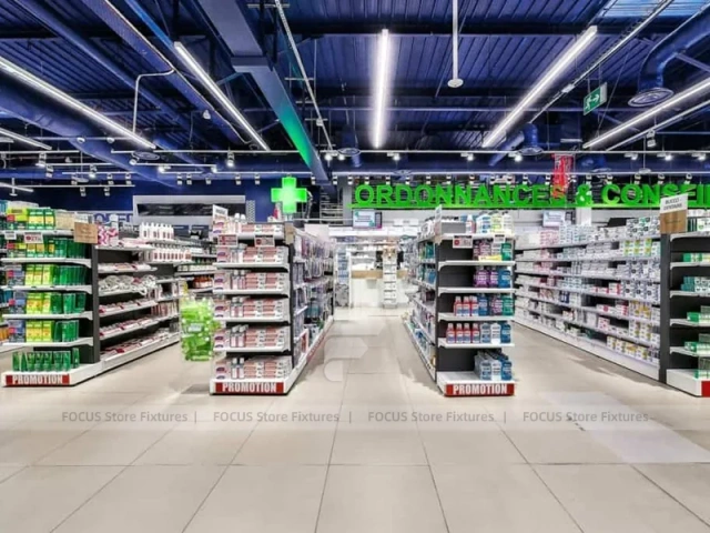 Industrial Ceiling Pharmacy Gondola Display System