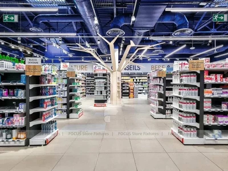 Industrial Ceiling Pharmacy Gondola Display System