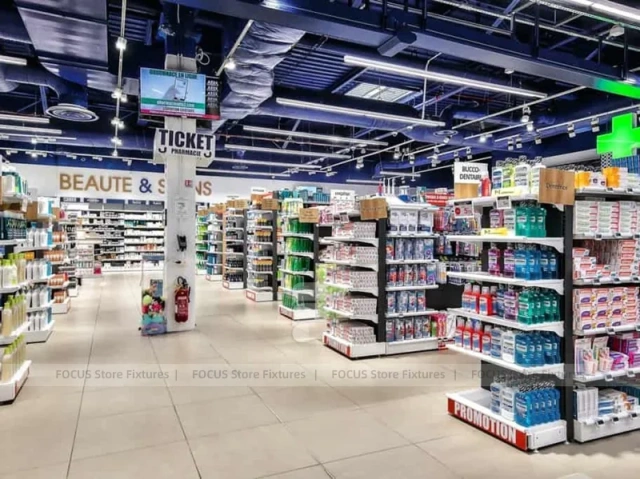 Industrial Ceiling Pharmacy Gondola Display System