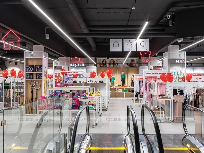 Large White Kids Fashion Store Interior Display