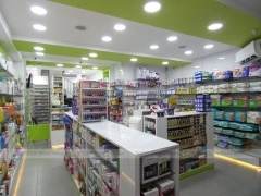 Lime Green Pharmacy Checkout and Gondola Display Layout