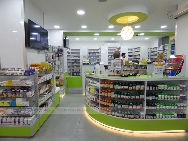 Lime Green Round Ceiling Pharmacy Checkout Interior