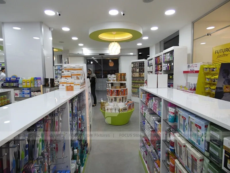 Lime Green Round Ceiling Pharmacy Checkout Interior