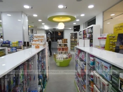 Lime Green Round Ceiling Pharmacy Checkout Interior