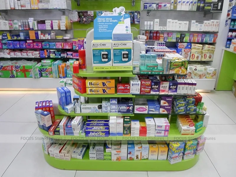 Lime Green Round Ceiling Pharmacy Checkout Interior