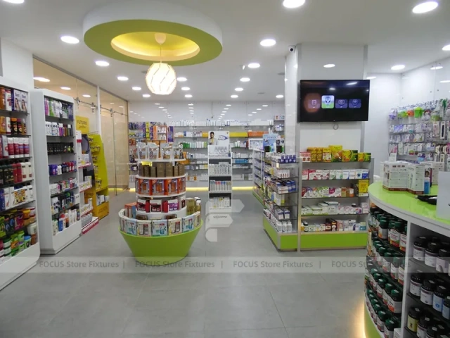 Lime Green Round Ceiling Pharmacy Checkout Interior