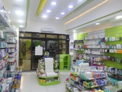 Lime Green Round Ceiling Pharmacy Checkout Interior